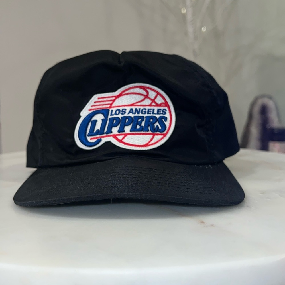 Los Angeles Clippers Snapback/Zipback Hat Black Nylon by Mitchell and Ness